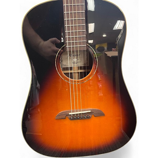 Used Alvarez MD70e Herringbone Dreadnought Sunburst Acoustic Electric Guitar