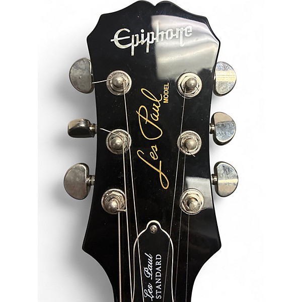 Used 2008 Epiphone Les Paul Standard Black Solid Body Electric Guitar