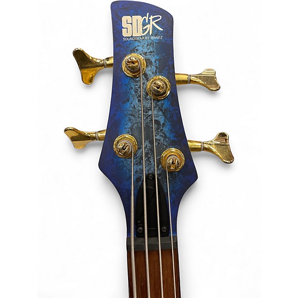 Used Ibanez SR300EDX Blue Ghost Flames Electric Bass Guitar