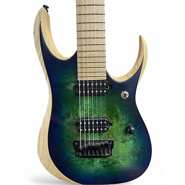 Used Ibanez RGDIX7MPB Surreal Blue Burst Green Solid Body Electric Guitar