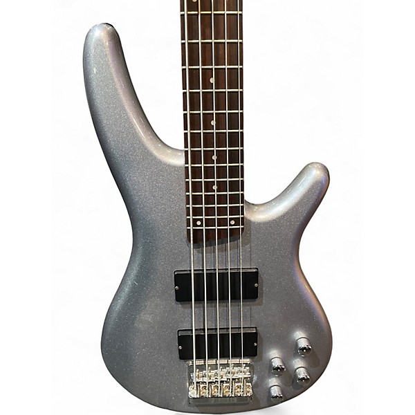 Used Ibanez SR305 5 String Metallic Silver Electric Bass Guitar