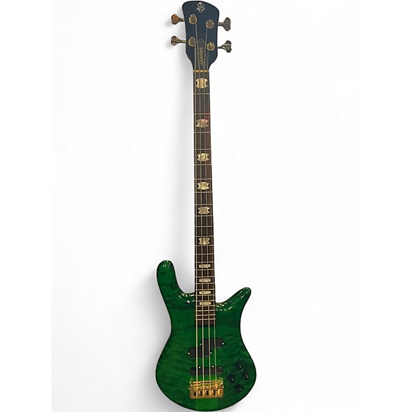 Used Spector Euro4 LX DW TRANS GREEN QUILT Electric Bass Guitar