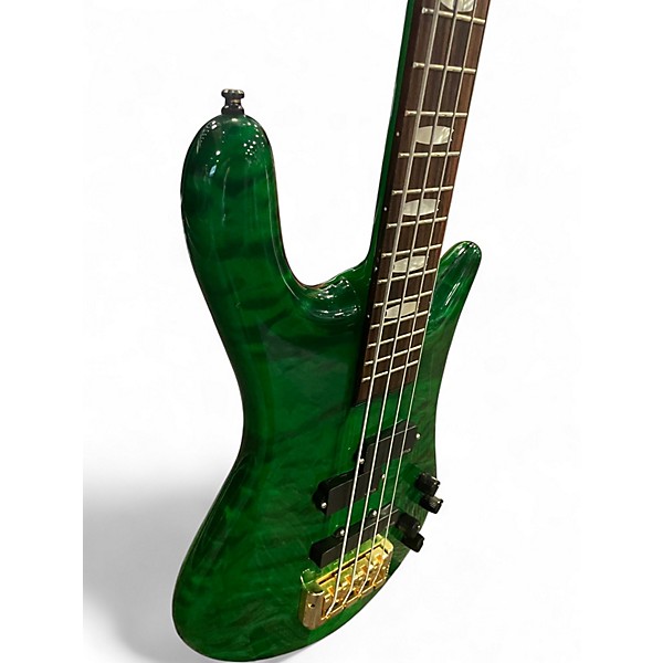 Used Spector Euro4 LX DW TRANS GREEN QUILT Electric Bass Guitar