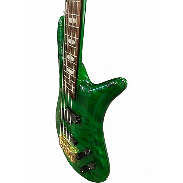 Used Spector Euro4 LX DW TRANS GREEN QUILT Electric Bass Guitar