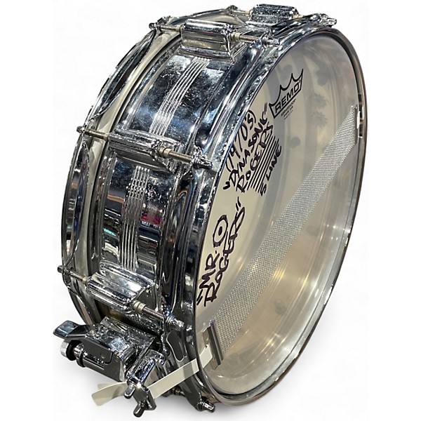 Used Rogers 14in 5 Line Dyna-Sonic Brass  Silver Drum