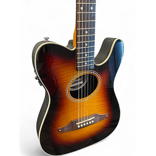 Used 2014 Fender Telecoustic Premier Flamed 3-Tone Sunburst Acoustic Electric Guitar