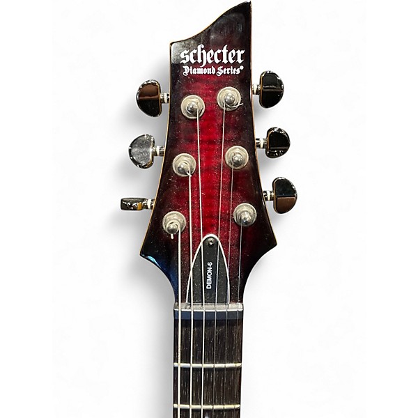 Used Schecter Guitar Research Demon 6 Crimson Red Burst Solid Body Electric Guitar