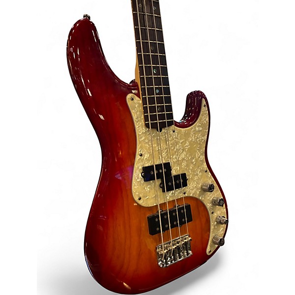 Used Fender american deluxe precision bass Candy Red Burst Electric Bass Guitar