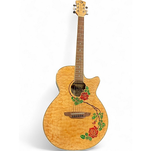 Used Luna Flora Rose Natural Acoustic Electric Guitar