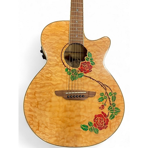 Used Luna Flora Rose Natural Acoustic Electric Guitar