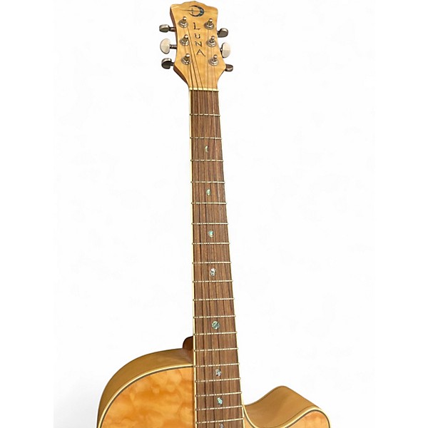 Used Luna Flora Rose Natural Acoustic Electric Guitar