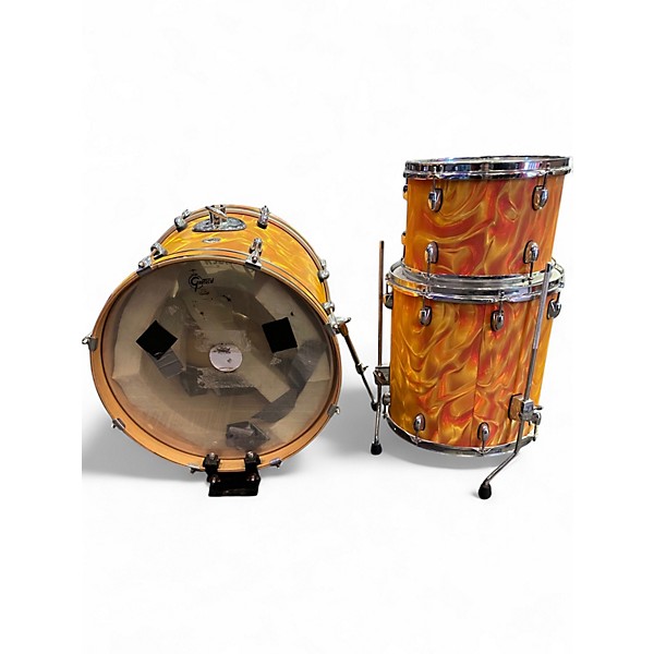 Used Gretsch Drums 3 Piece Catalina Club Jazz Series ORANGE SWWIRL Drum Kit