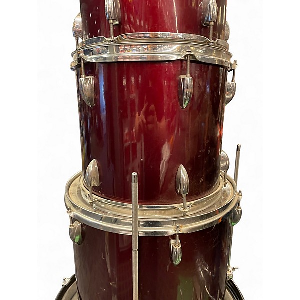 Used 2010s Ludwig 5 Piece Accent Combo 5-Piece Crimson Red Trans Drum Kit