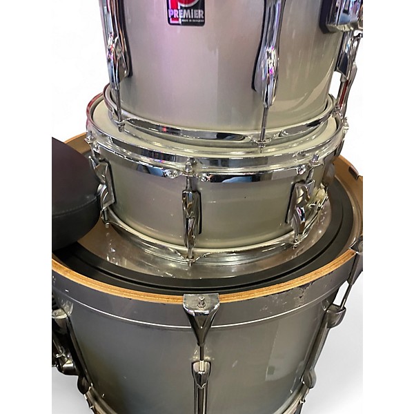Used Premier 5 Piece DRUM SET Gray Drum Kit