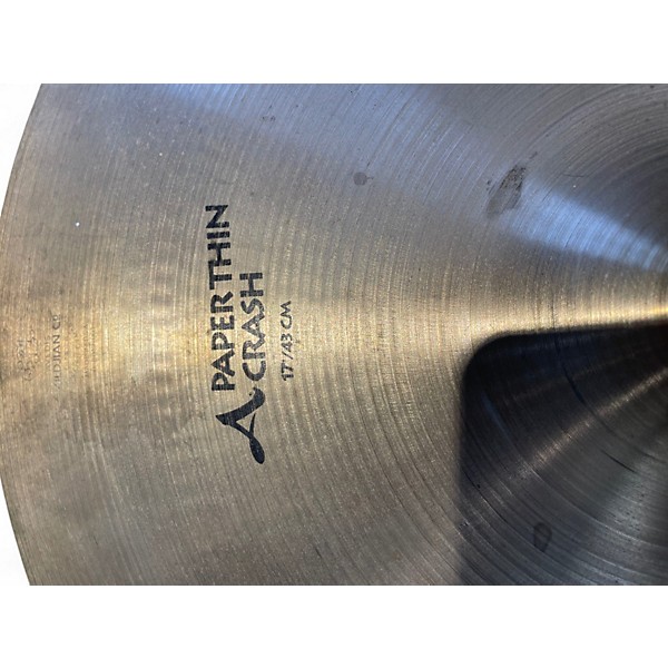 Used Zildjian 17in avedis paperthin crash Cymbal