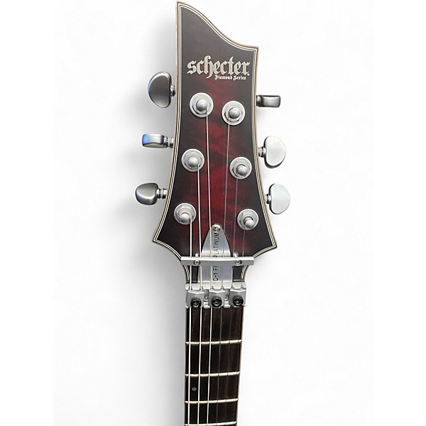 Used Schecter Guitar Research C1 Floyd Rose Platinum Satin Crimson Red Burst Solid Body Electric Guitar