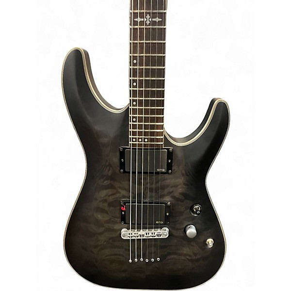 Used Schecter Guitar Research C1 Platinum Trans Black Solid Body Electric Guitar