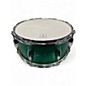 Used Franklin 14in 14x6.5 Mahogany Snare Drum Green Sparkle Drum