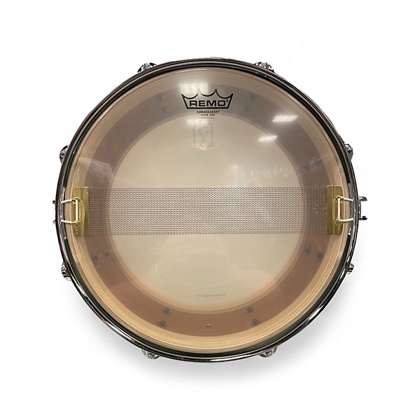 Used Franklin 14in 14x6.5 Mahogany Snare Drum Green Sparkle Drum
