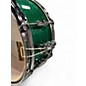 Used Franklin 14in 14x6.5 Mahogany Snare Drum Green Sparkle Drum