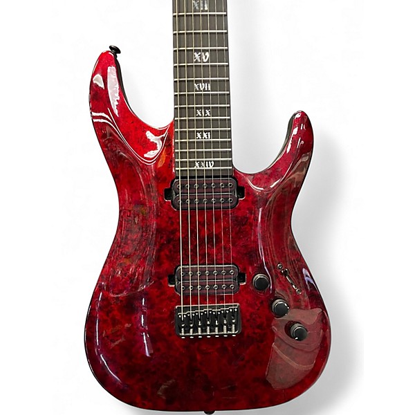 Used Schecter Guitar Research C7 Apocalypse Crimson Red Trans Solid Body Electric Guitar