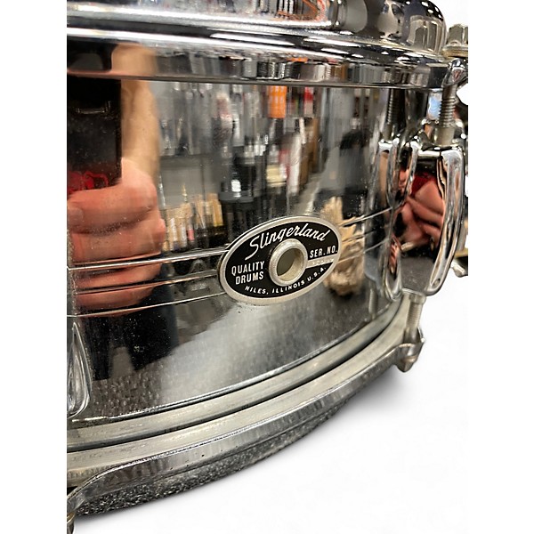 Vintage 1970 Slingerland 14X5.5 Buddy Rich Chrome Over Brass Snare Chrome Drum