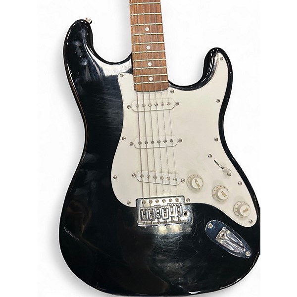 Used Starcaster by Fender Stratocaster Black Solid Body Electric Guitar