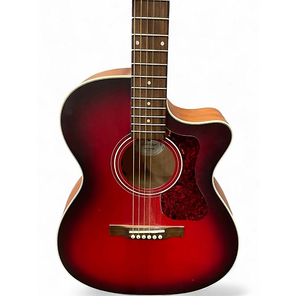 Used Guild OM-240CE Red Acoustic Electric Guitar