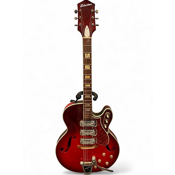 Vintage 1960s Silvertone 1454 Redburst Hollow Body Electric Guitar