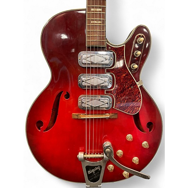 Vintage 1960s Silvertone 1454 Redburst Hollow Body Electric Guitar