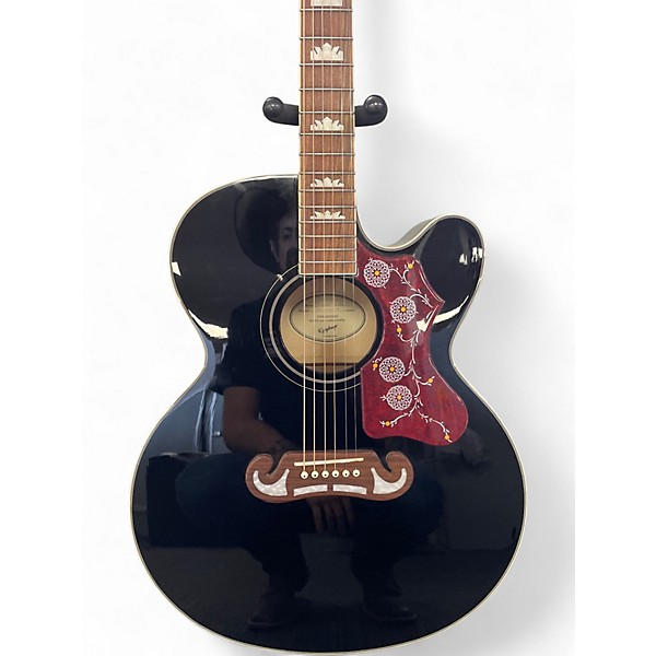 Used Epiphone J-200EC STUDIO Black Acoustic Electric Guitar