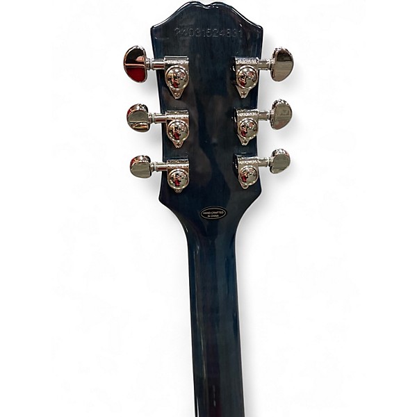 Used 2024 Epiphone Les Paul Custom Figured Blue Solid Body Electric Guitar