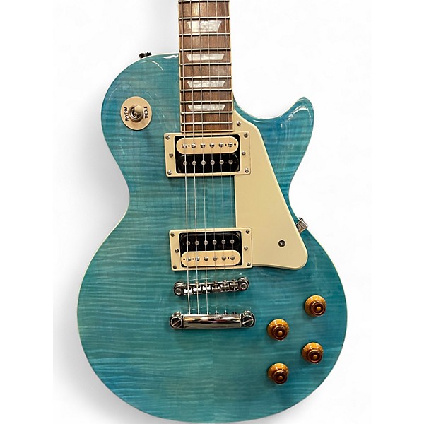 Used 2018 Epiphone Les Paul Traditional pro iii plus Trans Blue Solid Body Electric Guitar