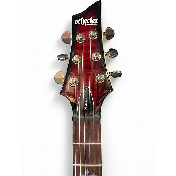 Used Schecter Guitar Research Demon 6 Dark Cherry Burst Solid Body Electric Guitar