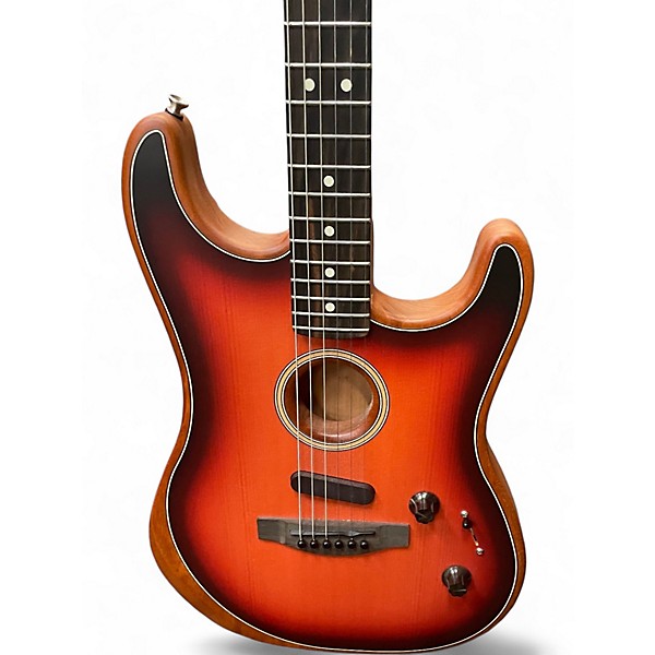 Used Fender American Acoustasonic Stratocaster 2 Tone Sunburst Acoustic Electric Guitar