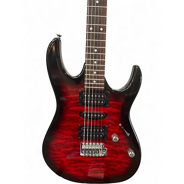Used Ibanez GRX70QA TRANSPARENT RED BURST Solid Body Electric Guitar