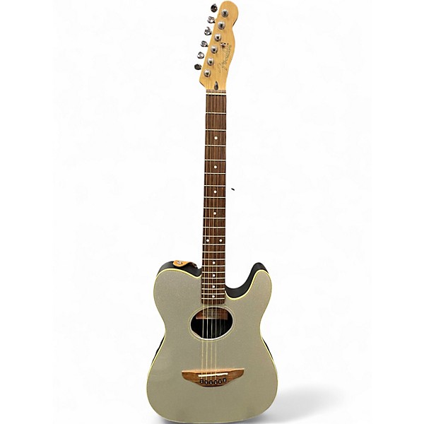 Used Fender Telecoustic Chrome Silver Acoustic Electric Guitar