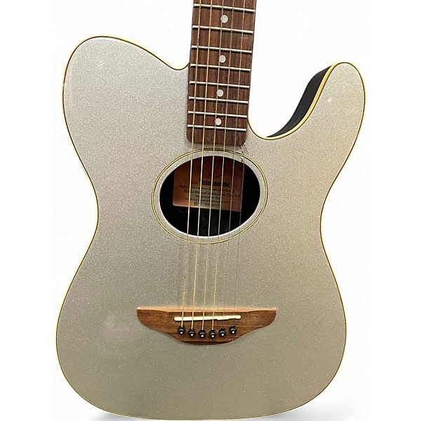 Used Fender Telecoustic Chrome Silver Acoustic Electric Guitar