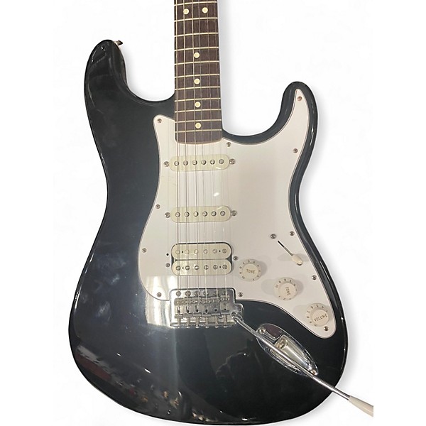 Used 2000s Fender Standard Stratocaster HSS Black Solid Body Electric Guitar