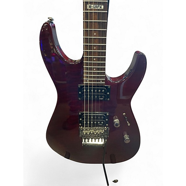 Used ESP LTD M100FM See Through Cherry Solid Body Electric Guitar