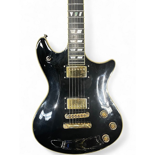 Used Schecter Guitar Research Tempest Custom Black and Gold Solid Body Electric Guitar