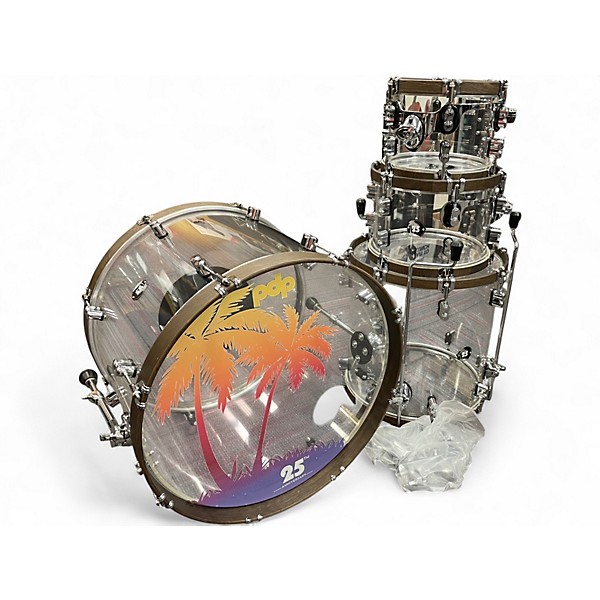 Used PDP by DW 4 Piece 25th Anniversary Acrylic Clear Acrylic Drum Kit
