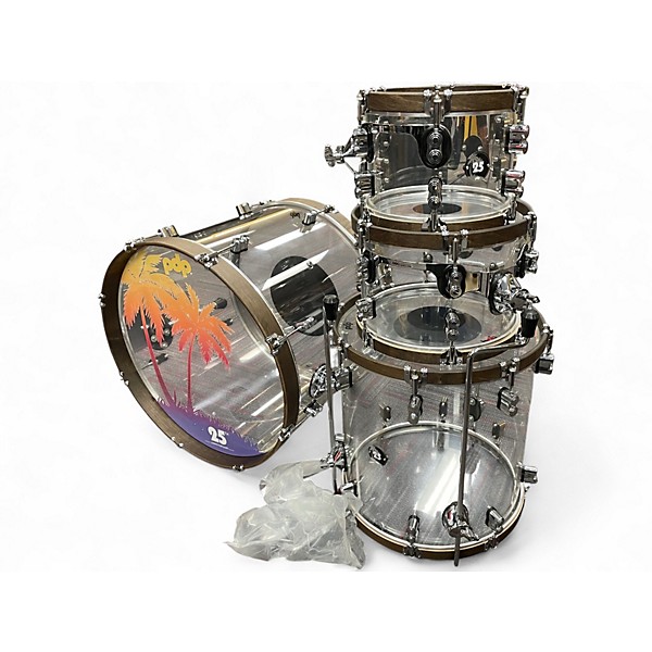 Used PDP by DW 4 Piece 25th Anniversary Acrylic Clear Acrylic Drum Kit