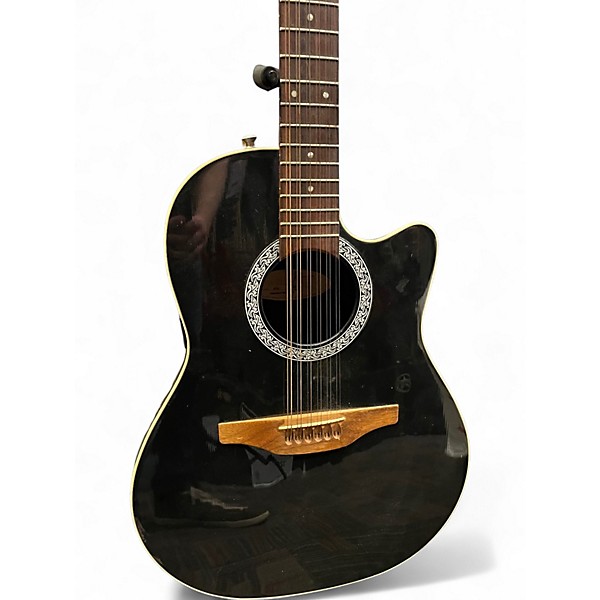 Used Ovation 6751 12-String Black 12 String Acoustic Electric Guitar