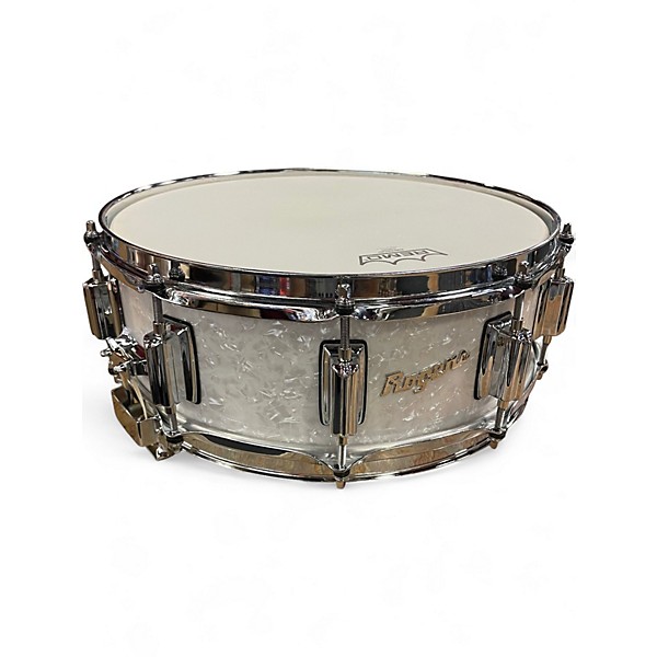 Used Rogers 14X5 Dyna-sonic White Marine Pearl Drum
