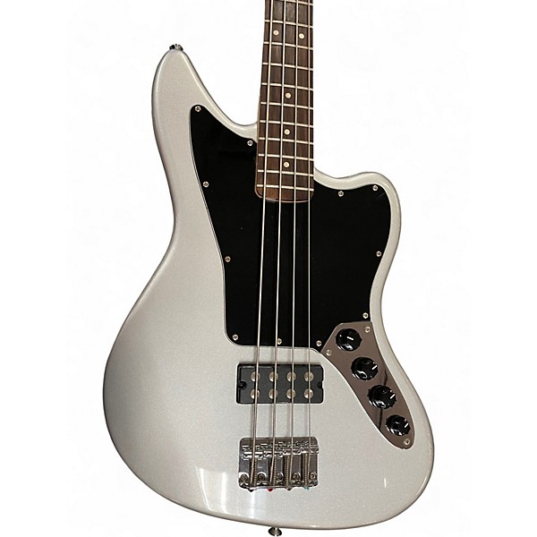Used Squier Vintage Modified Jaguar Bass Silver Electric Bass Guitar