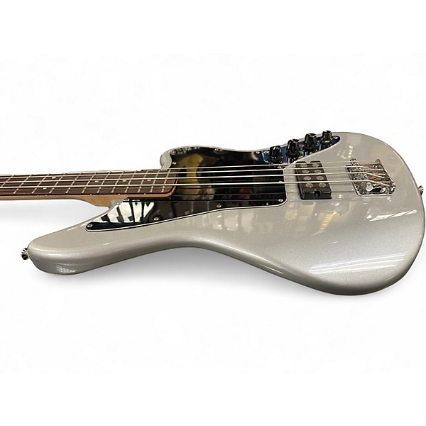 Used Squier Vintage Modified Jaguar Bass Silver Electric Bass Guitar