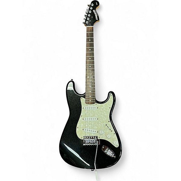 Used Starcaster by Fender Stratocaster Metallic Black Solid Body Electric Guitar