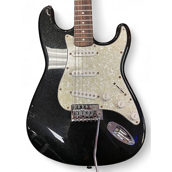 Used Starcaster by Fender Stratocaster Metallic Black Solid Body Electric Guitar