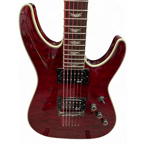 Used Schecter Guitar Research Omen Extreme 6 Crimson Red Trans Solid Body Electric Guitar